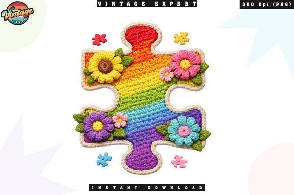 Autism Awareness Puzzle Crochet Yarn PNG: Blending Craft Aesthetics with Advocacy