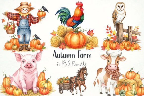 Autumn Farm Watercolor Clipart Bundle: A Creative Resource for Seasonal Design