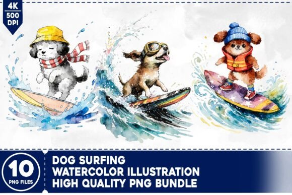 Dog Surfing Watercolor Bundle: Creative Uses