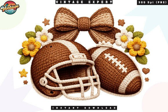 Elevating Sports Mom Branding with High-Quality Digital Assets: The Rise of the Football Mom Bow Floral Crochet Yarn PNG
