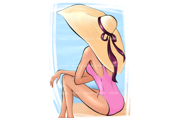 Elevating Summer Branding with High-Resolution Beach Girl in a Hat Vacation Summer Png Assets