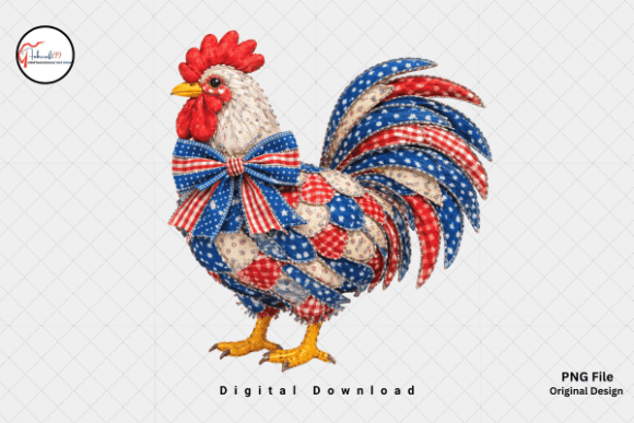 Embracing Americana: The Art and Utility of the 4th of July Patchwork Patriotic Rooster Design