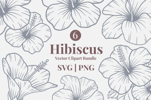 Enhance Your Creative Projects with Tropical Hibiscus Line Art Illustration
