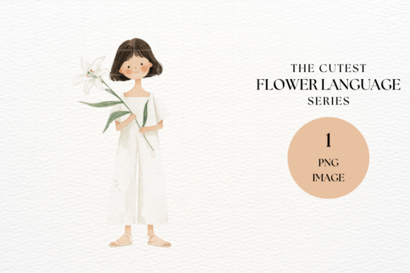 Enhancing Digital Creativity with High-Resolution Girl Holding White Lily Clipart