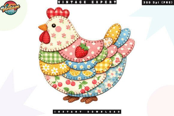Evaluating the Farmhouse Chicken Floral Patchwork PNG for Creative Projects