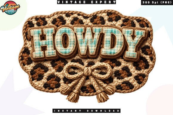 Howdy Western Leopard Crochet Yarn PNG
