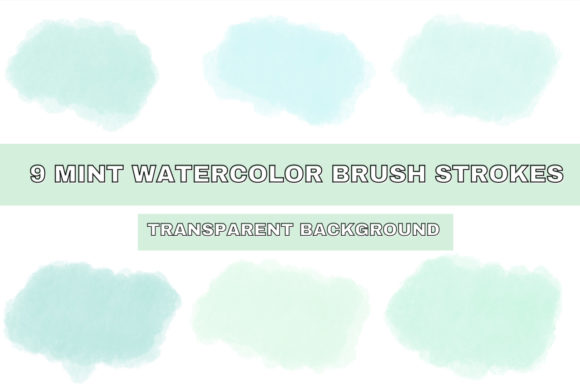 Mint Watercolor Brush Stroke ClipArt Set
