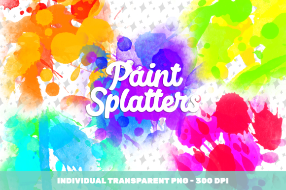 Neon Paint Splatters: 20 High-Res Designs
