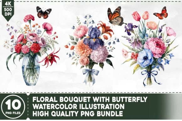 Unlocking Creative Potential with the Floral Bouquet with Butterfly PNG Bundle