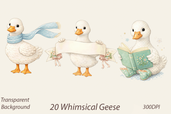 Whimsical Goose PNG Bundle